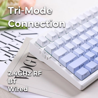 Teclado Mecânico Sem Fios MCHOSE G75 Pro 75% Layout, Montagem Gasket, 5 Camadas de Amortecimento, Retroiluminação RGB, Tri-Mode, Hot Swappable
