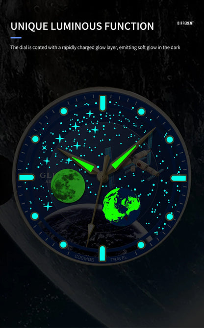 Glenaw Top Luxury Moon Rotation Stylish Personalized Fully Automatic Mechanical Men's Luminous Waterproof Watch