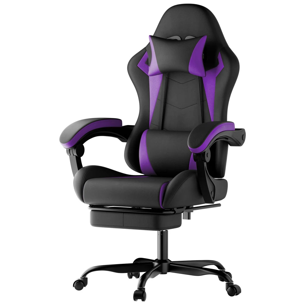 Gaming Chair Ergonomic Gaming Chair with Lumbar Support and Headrest, Gamer Chair Height Adjustable
