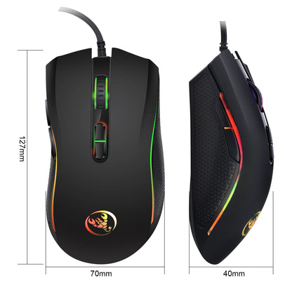 HXSJ A869 Wired Gaming Mouse RGB Optical Ergonomic Gaming Mouse with 3200 DPI, 7 Programmable Buttons, USB Gaming Mouse for PC & Laptop