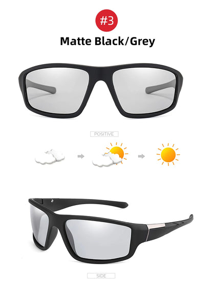VIVIBEE Sports Men Photochromic Sunglasses Polarized Black Goggles Women Color Changing Driving Discoloration UV400 Sun Glasses