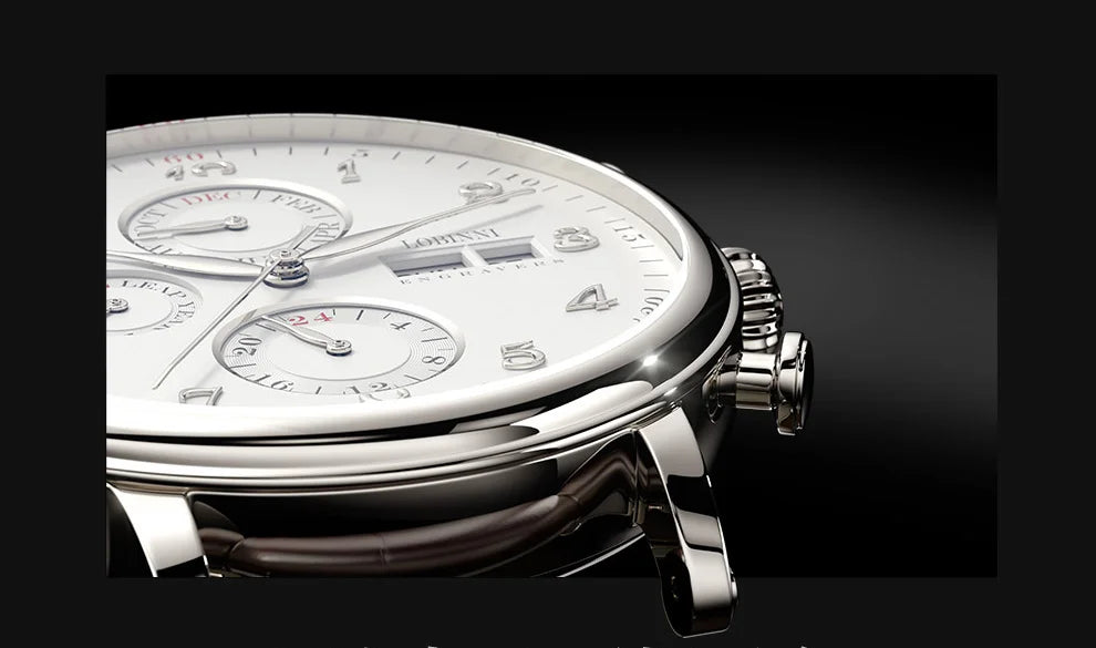 Luxury Brand Switzerland LOBINNI Ewiger Kalender Automatische mechanische Herrenuhr Saphirglas Multifunktionsuhr L13019-8