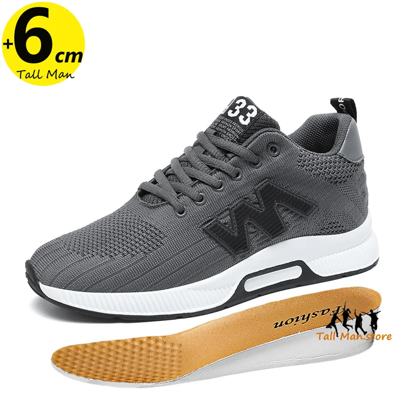 Chunky Sneakers Men  Elevator Lift Height Increase  Insole 6cm  Sports Plus Size 37-46