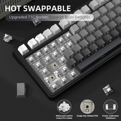 Teclado mecânico ATTACK SHARK X85 Tri-mode Gasket 75% com botão CNC, acolchoamento de 5 camadas, hot-swappable, retroiluminação RGB, NKRO