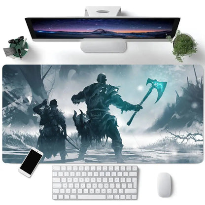 Game God Of War Kratos Mousepad Large Keyboard Desk Mat Gaming Mouse Pad LockEdge Non-slip Mat
