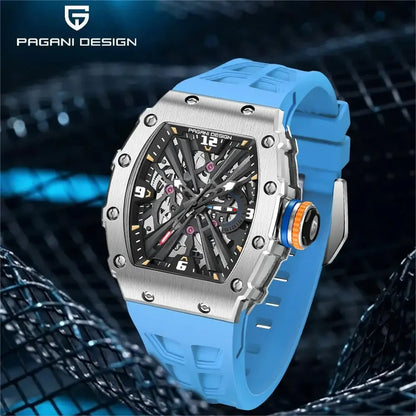 PAGANI DESIGN Newest Luxury Skeleton Watches VH65 Man Quartz Watch 42MM Rubber Strap Sapphire Glass Waterproof reloj hombre
