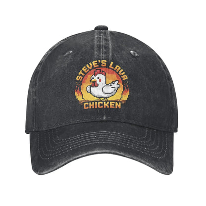 Șapcă de baseball unisex „Chicken Jockey Lava Chicken Print Steves Hat Fashion Distressed Washed”, ajustabilă