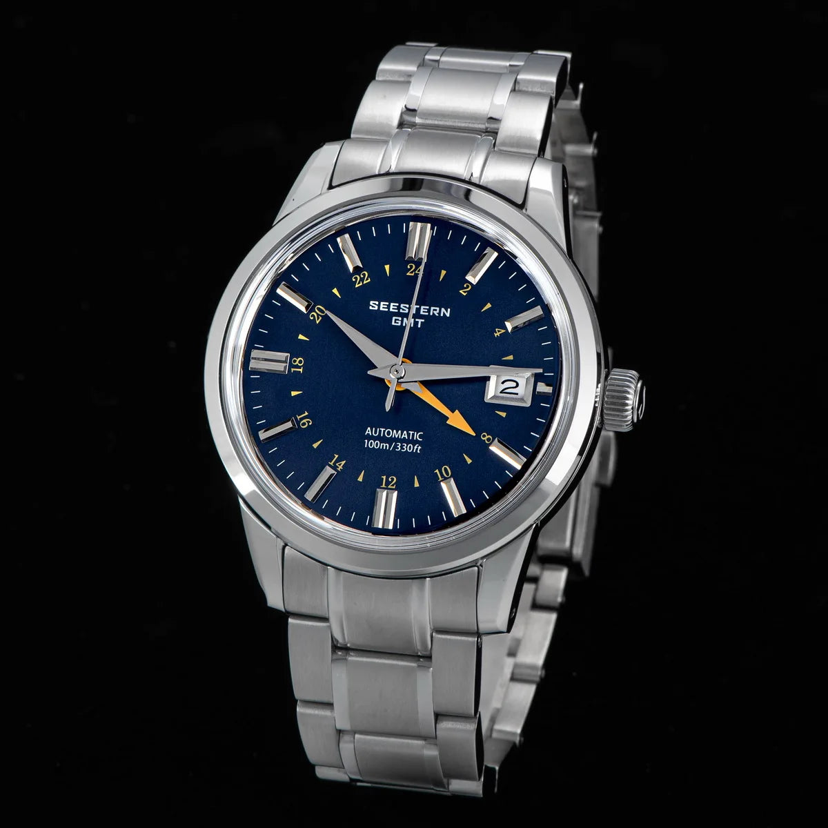 SEESTERN Men's Automatic Mechanical Wristwatch NH34 GMT Movement 10bar Waterproof Domed Sapphire Crystal Watch Limited S446 New