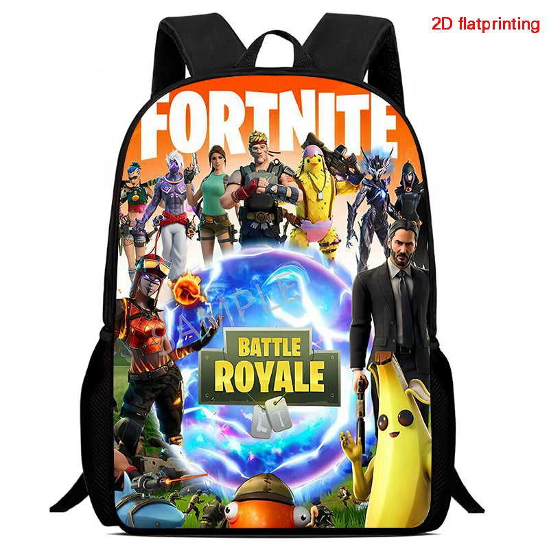 Fortnite 15 tommer tegneserie-skolerygsæk til børn, drenge og piger, cool gaming-print, let og rummelig rygsæk, egnet til alderen 5-8