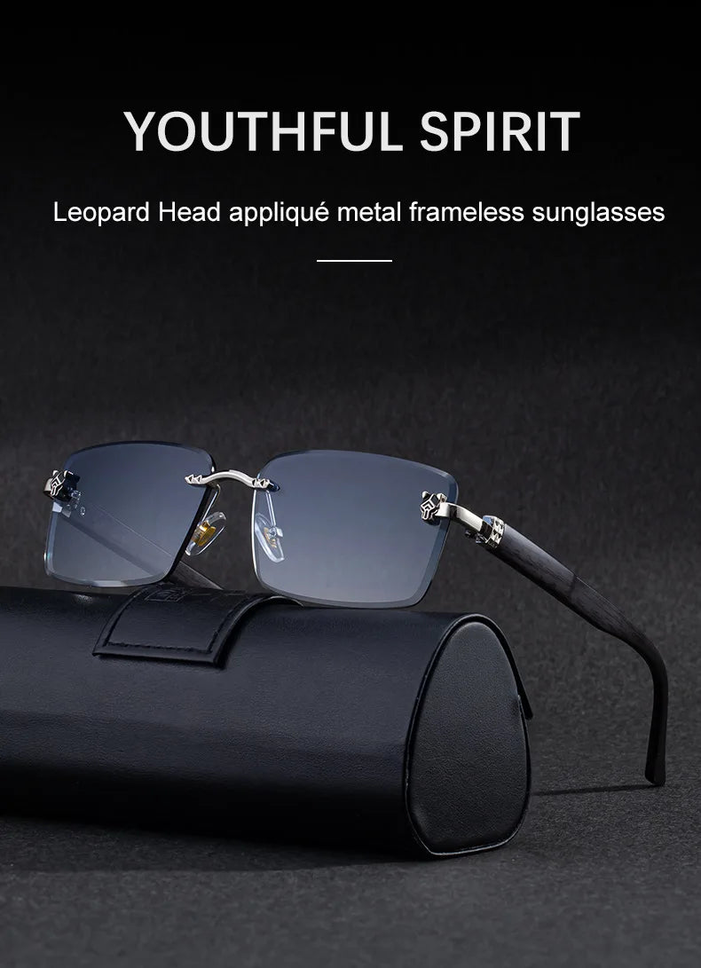2026 Wooden Rimless Sunglasses Women Trendy Retro UV400 Protection Square Sunglass Men Brand Design Fashion Glasses Dropshipping
