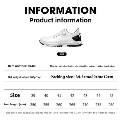 PGM golf-sneakers til herrer – komfortabel støddæmpning, drejeknap-snørebånd, vandtætte og skridsikre, med højdeøgning XZ408