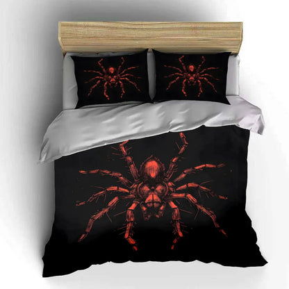 Red Spider Textured Artwork Pattern Duvet Cover Set Digital Print Colorful Polyester Bedding with Zipper Closur for kids gifts