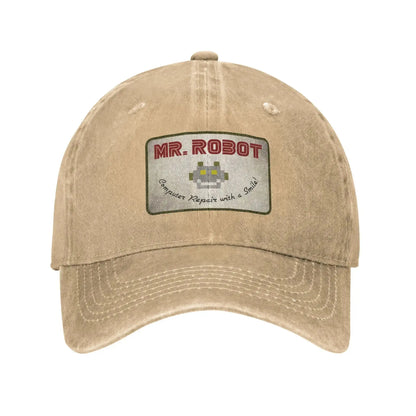 Șepci de baseball personalizate pentru bărbați, cu imprimeu anime „Computer with Sourires”, „Mr Robot”, stil retro cowboy, spălate, din denim, pălărie de soare, șapcă hip-hop