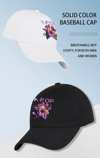 K-POP Cartoon Girl Group Star Print Soft-Peak Baseball Cap - Unisex Casual Retro Adjustable Dad Cap - Y2K Sun Hat