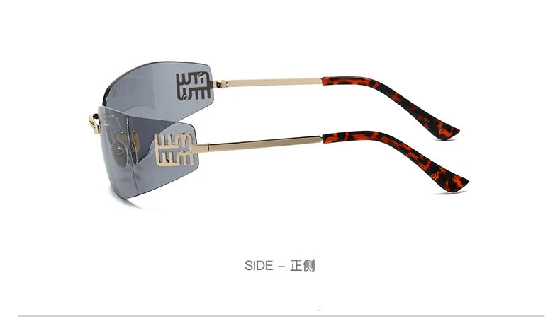 2026 New High End Sunglasses Women Rimless Curved Sun Glasses for Eye Protection and Sunscreen Travelling Hiking Shades Gafas