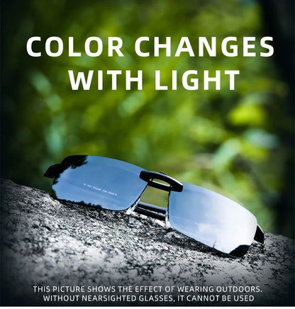CAPONI New Sunglasses Clip For Men Square Polarized Photochromic Glasses Clip Flipped Up Protect Eyes Light Clip On Frame BS1282