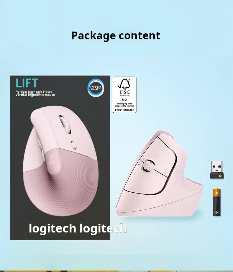 Logitech Lift Ergonomic Bluetooth Wireless Mouse, Vertical Ergonomic Mouse with 4000 DPI, Multi-Device Wireless Mouse for Business, Home Office & Laptop