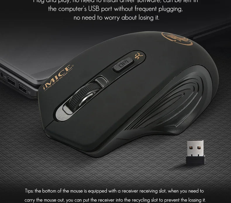 Silent 2.4G USB Wireless Mouse for Laptop, Computer & Mac, Optical Wireless Mouse with Adjustable DPI, Soundless Portable Mouse for Office & Home