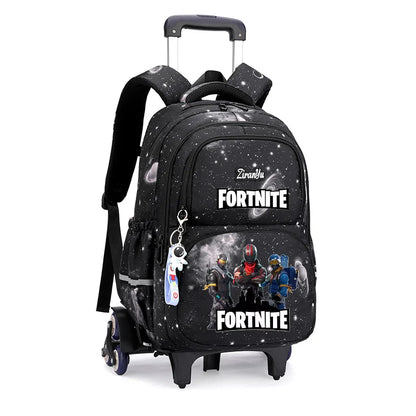 Чанта с колелца Fortnite за лесно изкачване на стълби, аниме, водоустойчива раница на колелца с голям капацитет за ученици, ежедневна пътна чанта
