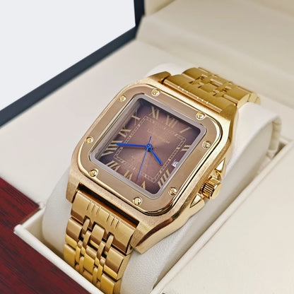 High-End Business Series Men's Watches, Fully Automatic Mechanical Watches, Skeleton Design, Butterfly Clasp Stainless Steel Strap, High-End Luxury Small Square Men's Watches, Fashionable Business Casual Multifunctional Men's