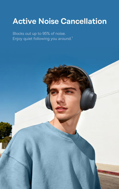 Casque sans fil Baseus ANC, écouteurs supra-auriculaires 80H, réduction de bruit à 95%, casque Bluetooth 6.0
