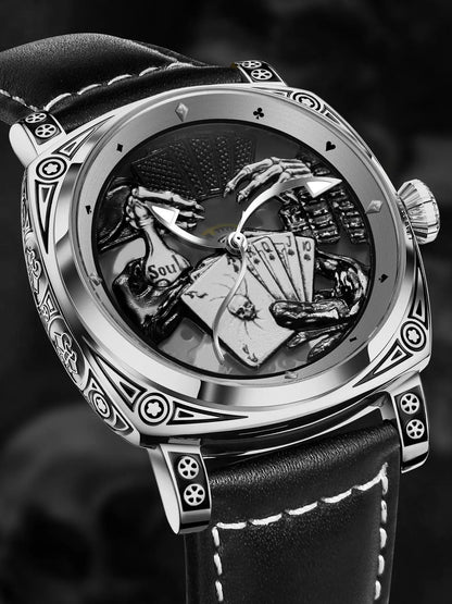 Glenaw Poker Series Top Brand Luxury Fashion Personalized Fully Automatic Mechanical Gold Watch Men's Waterproof Watch