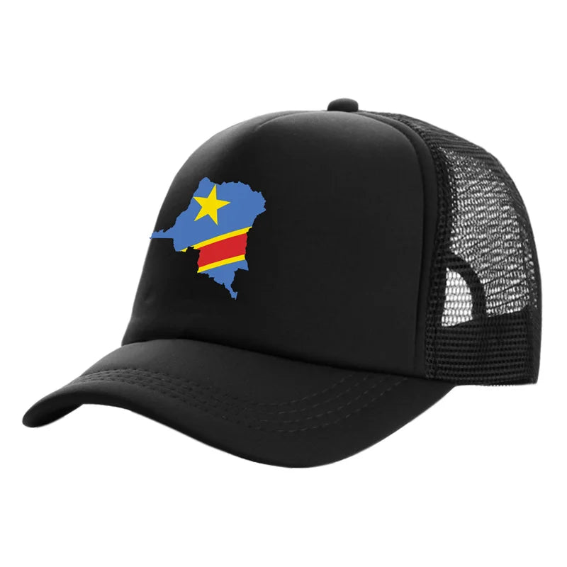 Democratic Congo Trucker Cap Men Democratic Republic of the Congo Hat Baseball Cap Cool Summer Unisex Mesh Net Caps