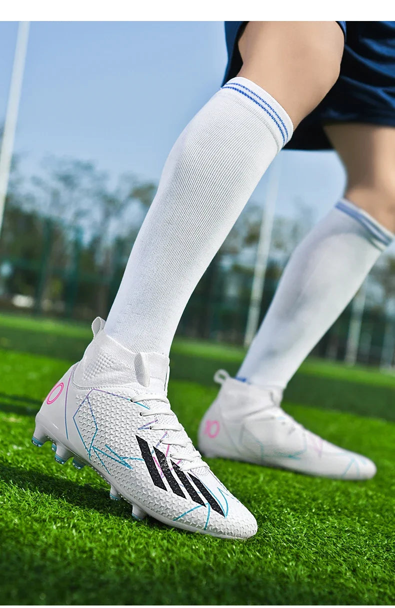 Nouvelles chaussures de football pour hommes, ultralégères, pour intérieur et extérieur, de haute qualité, à haute cheville, antidérapantes, chaussures de sport, futsal antidérapantes