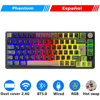 RK ROYAL KLUDGE M75 2.4G Wireless/Bluetooth/USB-C Mechanical Keyboard 81Keys RGB Hot-Swappable Gasket Gamer Keyboard with Screen