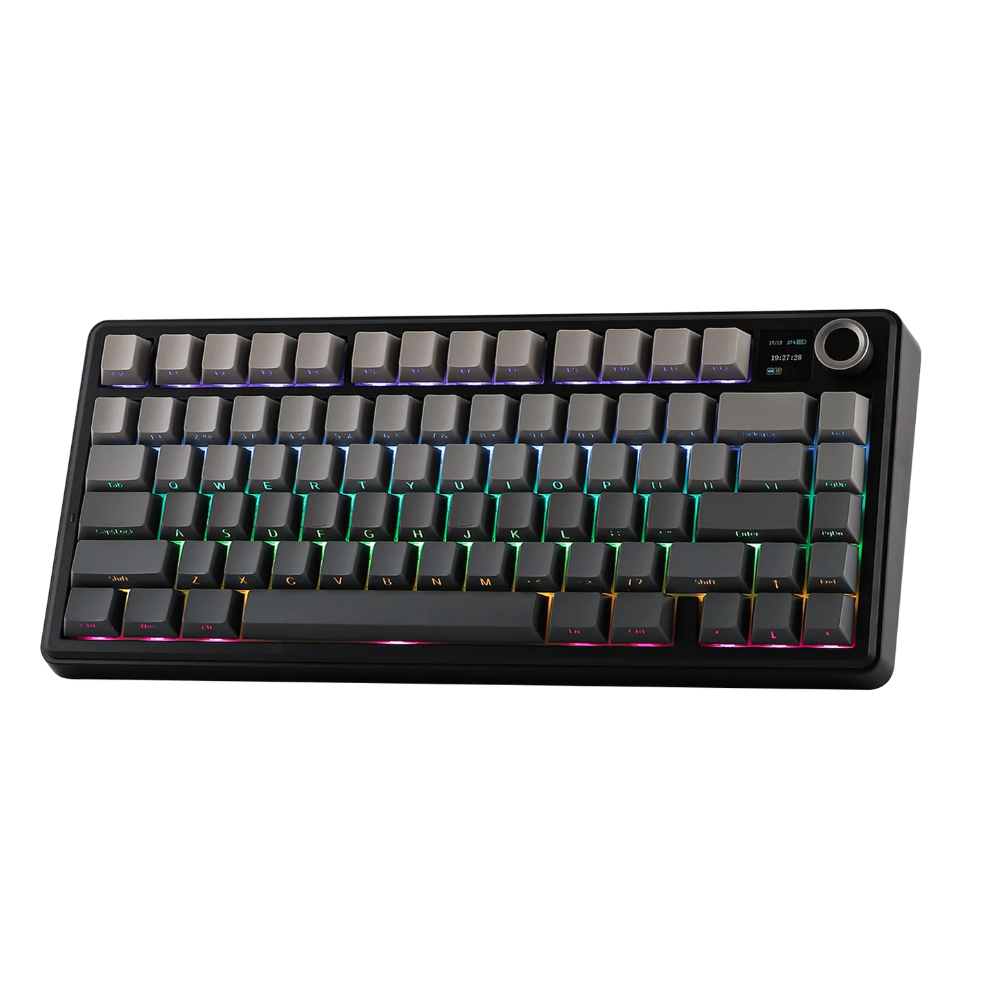Teclado mecânico sem fios EPOMAKER X AULA F75 MAX Compact 75% ANSI Layout com ligação com fios/Bluetooth/2.4GHz, ecrã TFT e botão rotativo