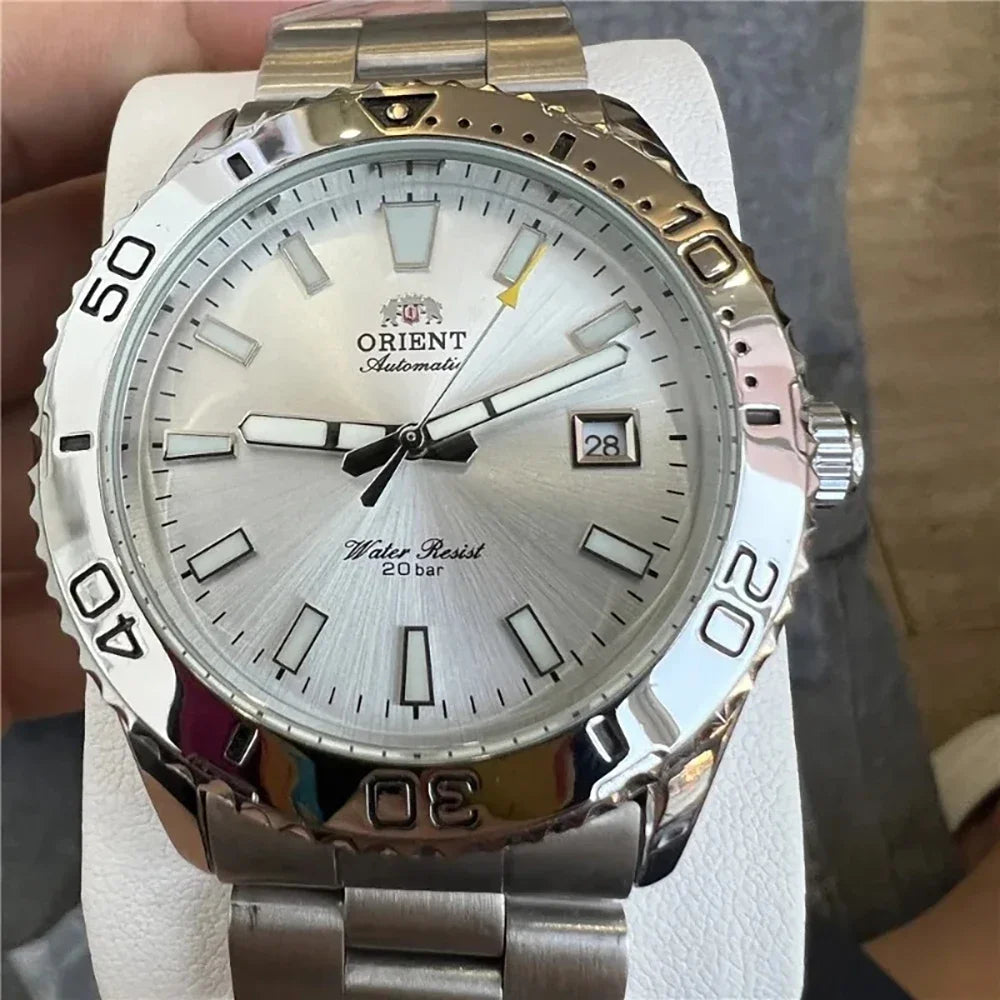 Original Orient Automatic Mechanical Watch 200M Water Resistant Unidirectional Bezel Black Dial Men's Sport Diver Watch