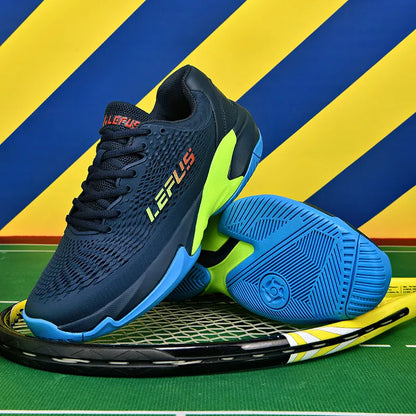 Men Women's Large Sizes Breathable Tennis Shoes Blue and Gray Gym Walking Badminton Sneakers