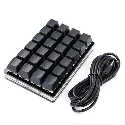 Mini teclado mecânico USB personalizado de 24 teclas preto/branco para gaming, Sayo Device, teclado programável de atalhos com teclas macro