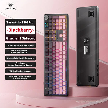 Teclado Mecânico AULA F108 PRO Personalizado Layout 100% Retroiluminação RGB Sem Fios Bluetooth Interruptores Hi-Fi Teclado Gaming