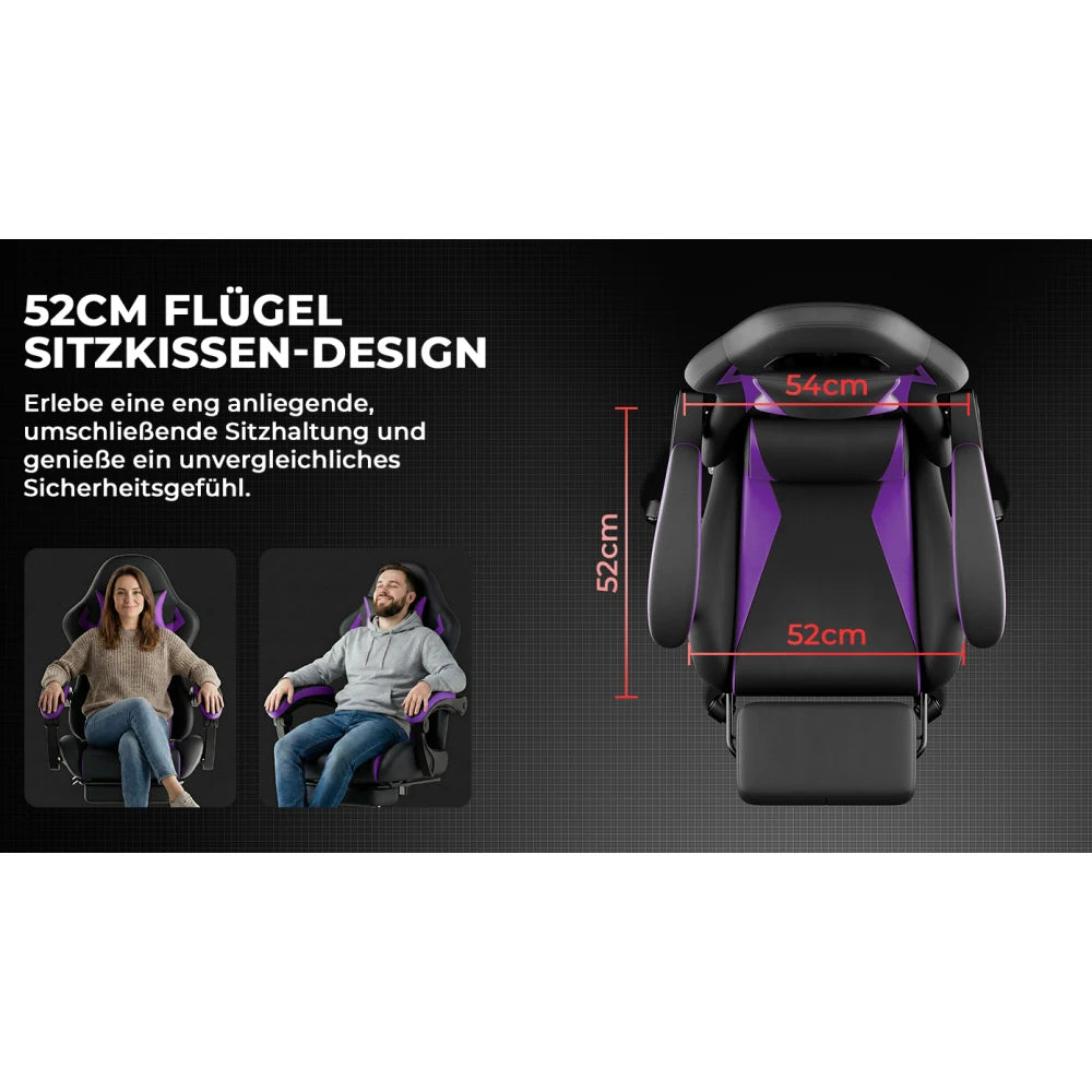 Gaming Chair Ergonomic Gaming Chair with Waist Cushion and Headrest, Office Chair Height Adjustable, Chair for Adult Girls Boy