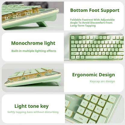 Teclado EWEADN V3 com Fio Silencioso para Escritório e Gaming, Design de Teclas Film, Ergonómico, para Windows/Portátil/PC/Desktop, Acessório de E-sports
