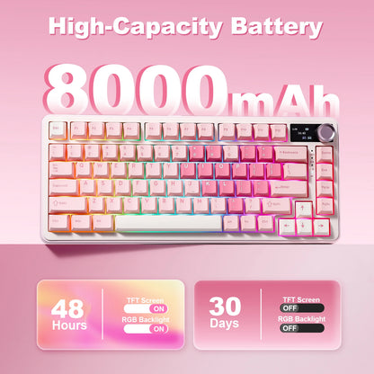 YUNZII B75 PRO MAX Wireless Mechanical Keyboard, QMK/VIA Custom 75% Gaming Keyboard with Screen&Knob, Creamy Sounds for Win/Mac