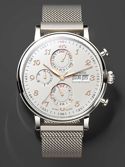 Luxury Brand Switzerland LOBINNI Ewiger Kalender Automatische mechanische Herrenuhr Saphirglas Multifunktionsuhr L13019-8