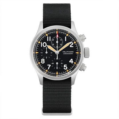 Militado ML1868KF Retro VK67 Quartz Chronograph Watch Stainless Steel Case 3 Dial Waterproof 100M  Multifunction Military Watch