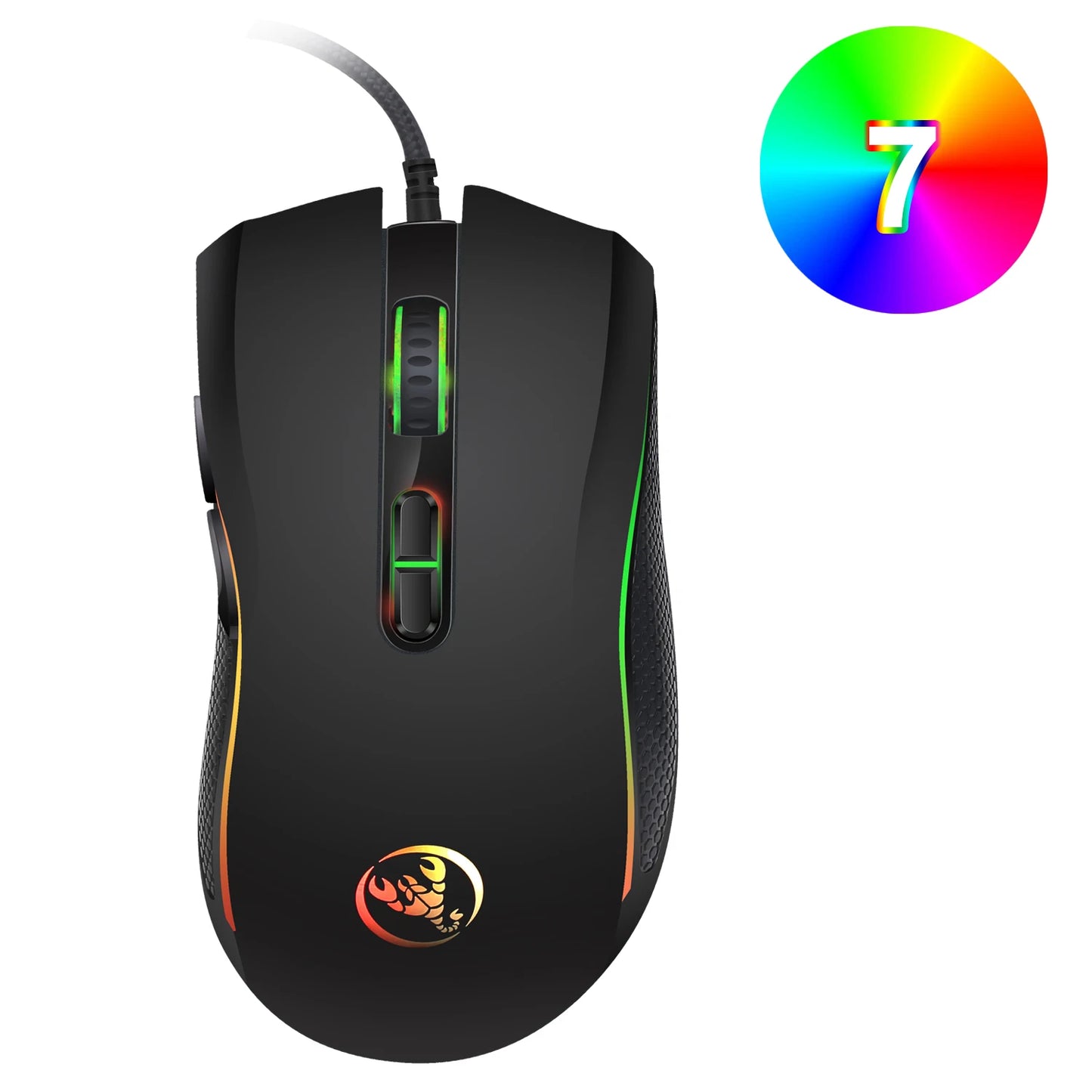 HXSJ A869 Wired Gaming Mouse RGB Optical Ergonomic Gaming Mouse with 3200 DPI, 7 Programmable Buttons, USB Gaming Mouse for PC & Laptop