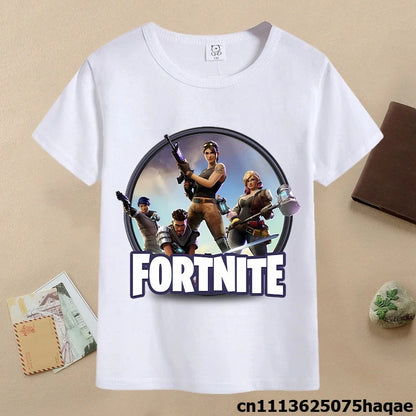 Summer Fortnites Children T-shirt Cartoon Game Figure Printed T-shirt Boys Casual Sports T-shirt Short Sleeves Kids Clothing