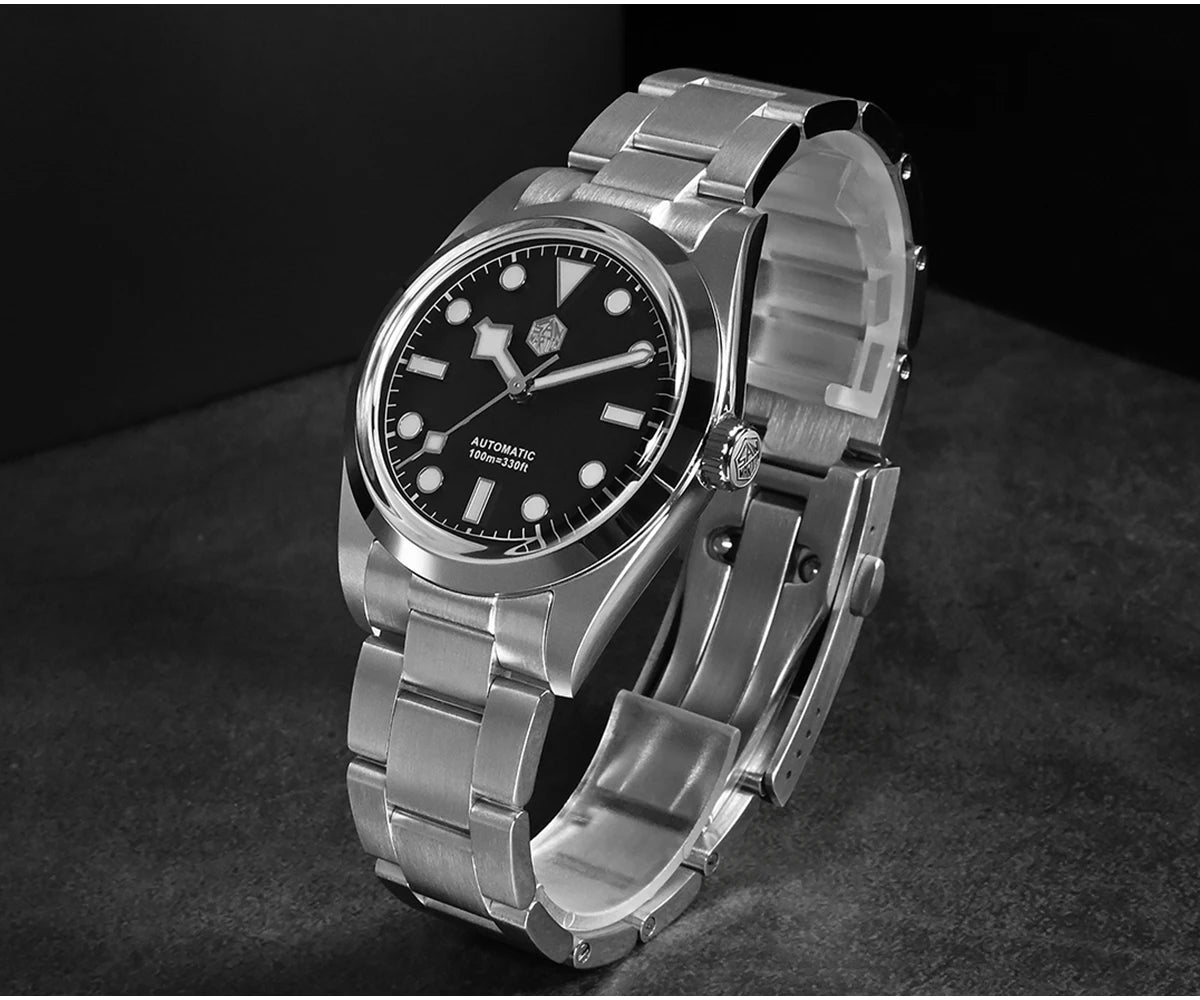 San Martin Men Luxury Watch 36mm BB36 Snowflake Hands Explore Series Sports Watches PT5000 Automatic Mechanical 10Bar BGW-9 Lume