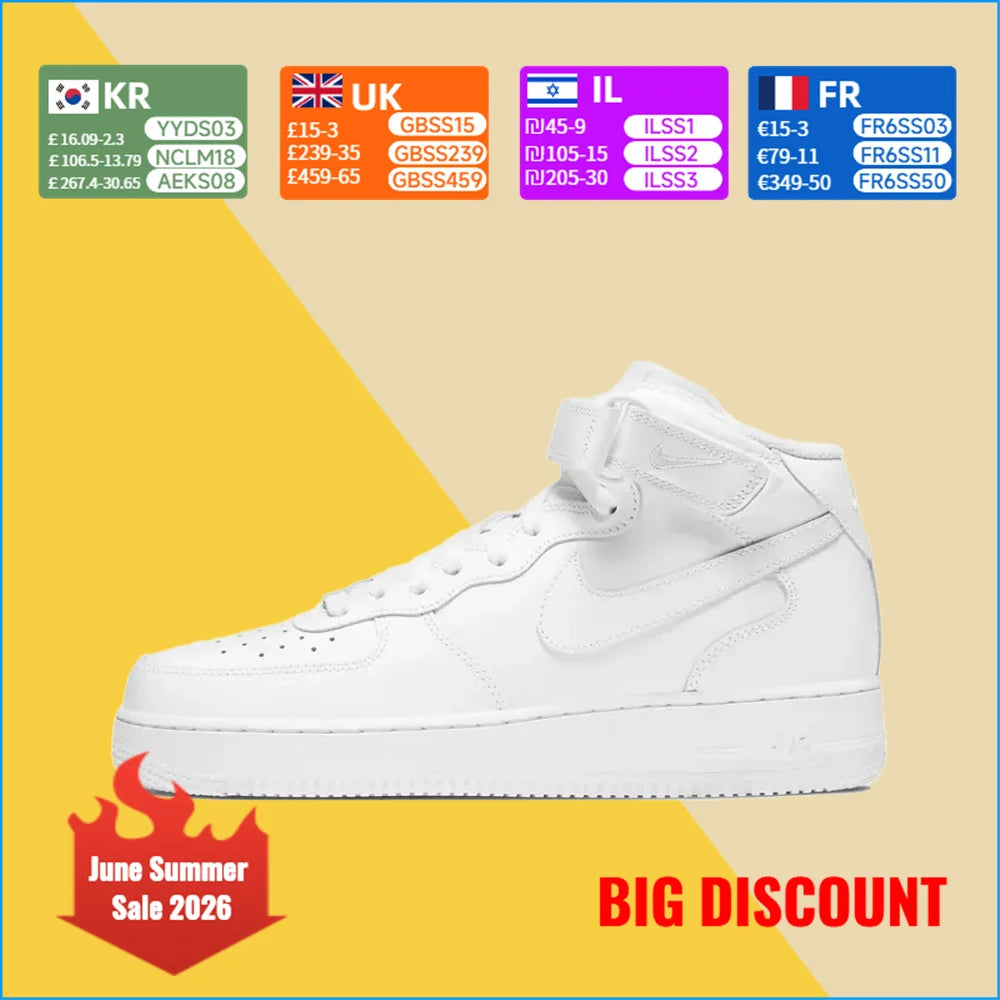 Nike Air Force 1 Mid Unisex Sneakers - Classic Design, Cushioned Ankle Support for Casual Versatile Wear CW2289-111