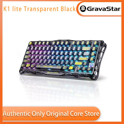 GravaStar Mercury K1 lite Transparent Black Gaming Keyboard, 100% original,Gasket Hot Swappable Mechanical Keyboard,RGB Keyboard