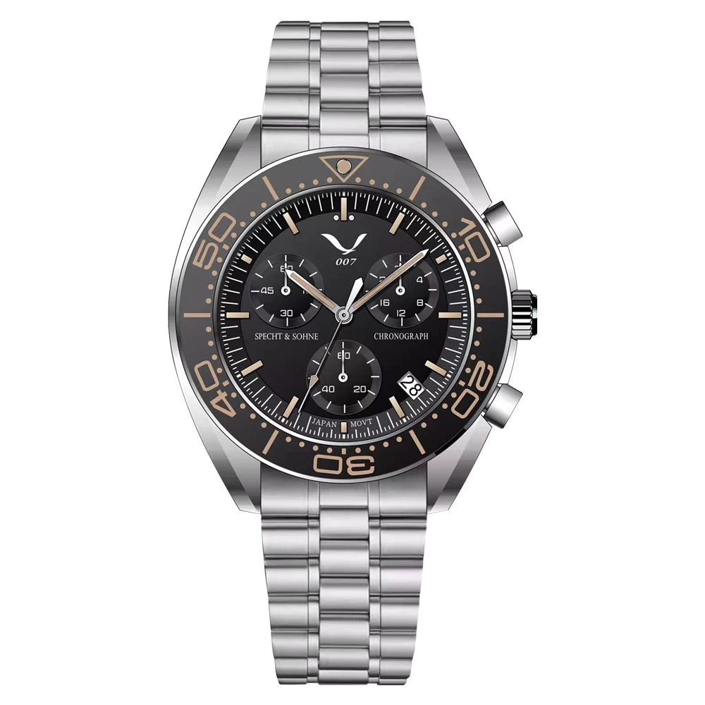 New 007 Specht&Sohne Sports Watches for Men Top Brand Luxury Steel Wrist Watch Fashion Japan VK68 Chronograph