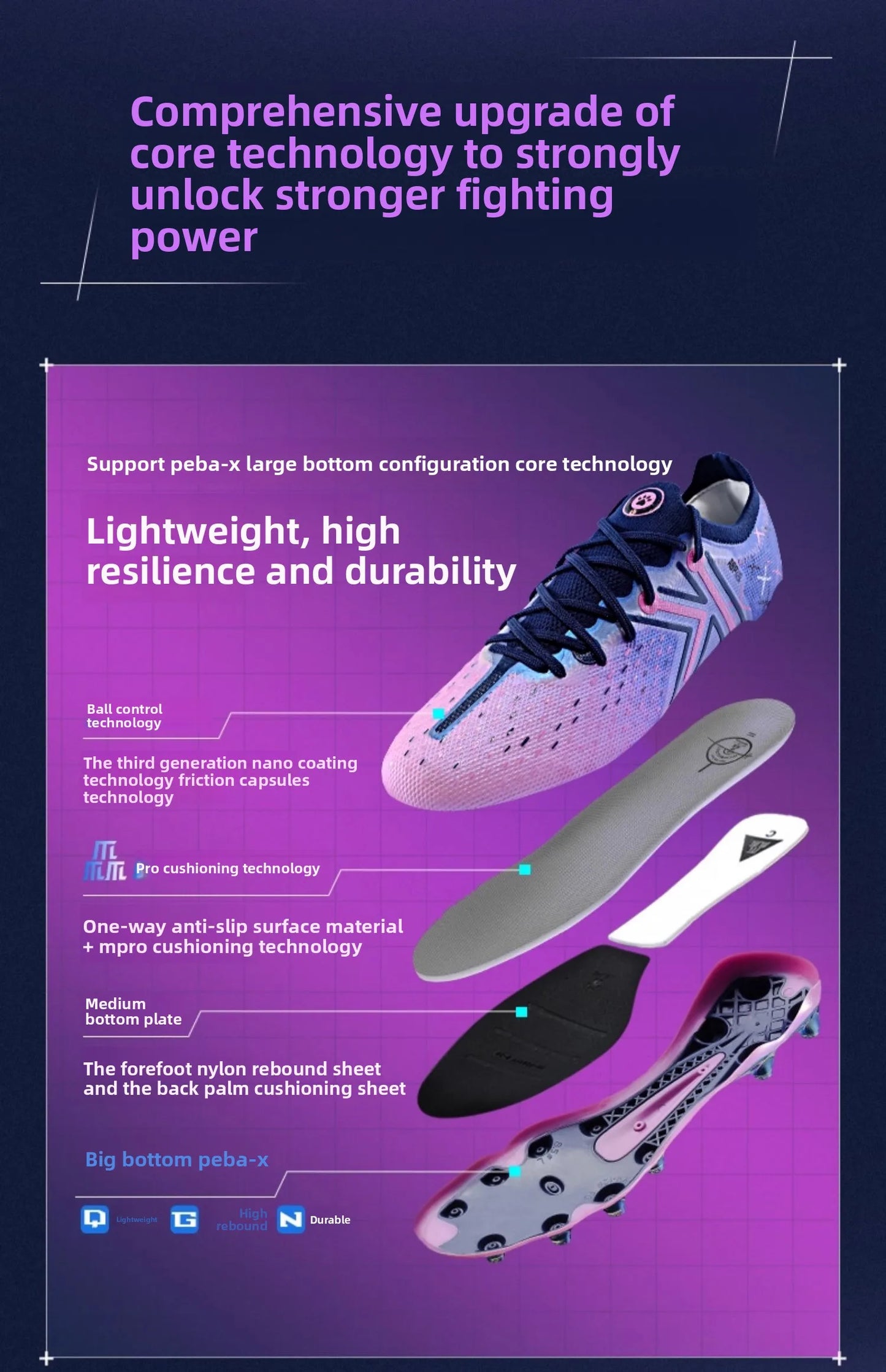 KELME FG -ammattilaistason jalkapallokengät pitkillä nastoilla, luonnonnurmelle, ottelutason jalkapallokengät, sisäkäyttöön, liukumattomat jalkapallokengät