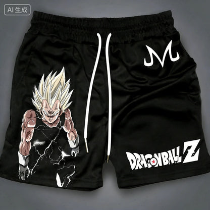 Dragon Ball Goku Vegeta Anime Printed Double Layer Shorts 2026 American Summer Men's Women's Fashion Sports Shorts Fans Gifts
