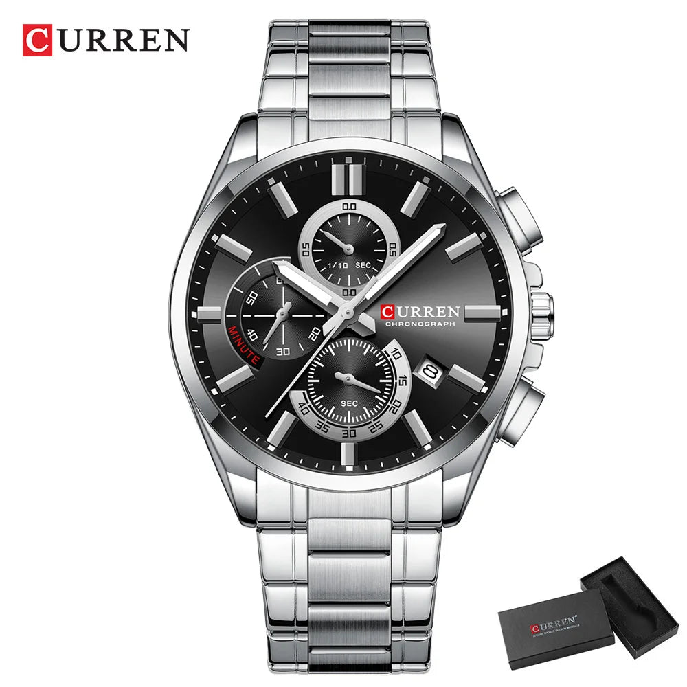 CURREN mode décontracté homme d'affaires montre de luxe bracelet en acier inoxydable montres à Quartz lumineux chronographe calendrier montre