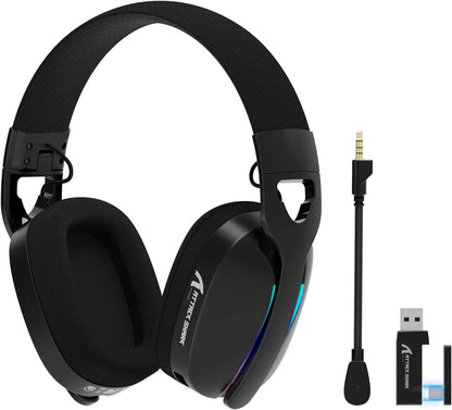 Auscultadores Gaming Sem Fios MAMBASNAKE x ATTACK SHARK L90 RGB – Auscultadores Gaming Dobráveis Tri-Mode Bluetooth 2.4G Sem Fios e com Fio, com Microfone Amovível