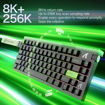 Teclado Gaming ATTACK SHARK R85 HE 8000Hz RGB Rapid Trigger, Precisão RT de 0.005mm, Teclado Gaming com Fios, Switch Magnético Hall Effect